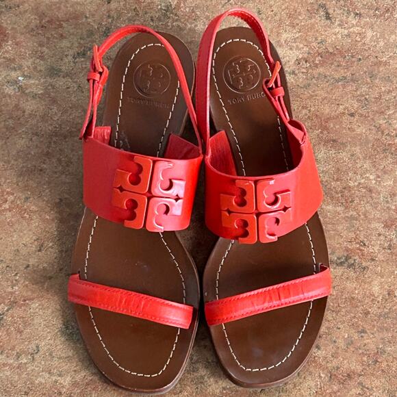 Tory Burch Shoes - Tory Burch Leather Slingback Sandals Eleanor Heel Sandals
Size 7Med